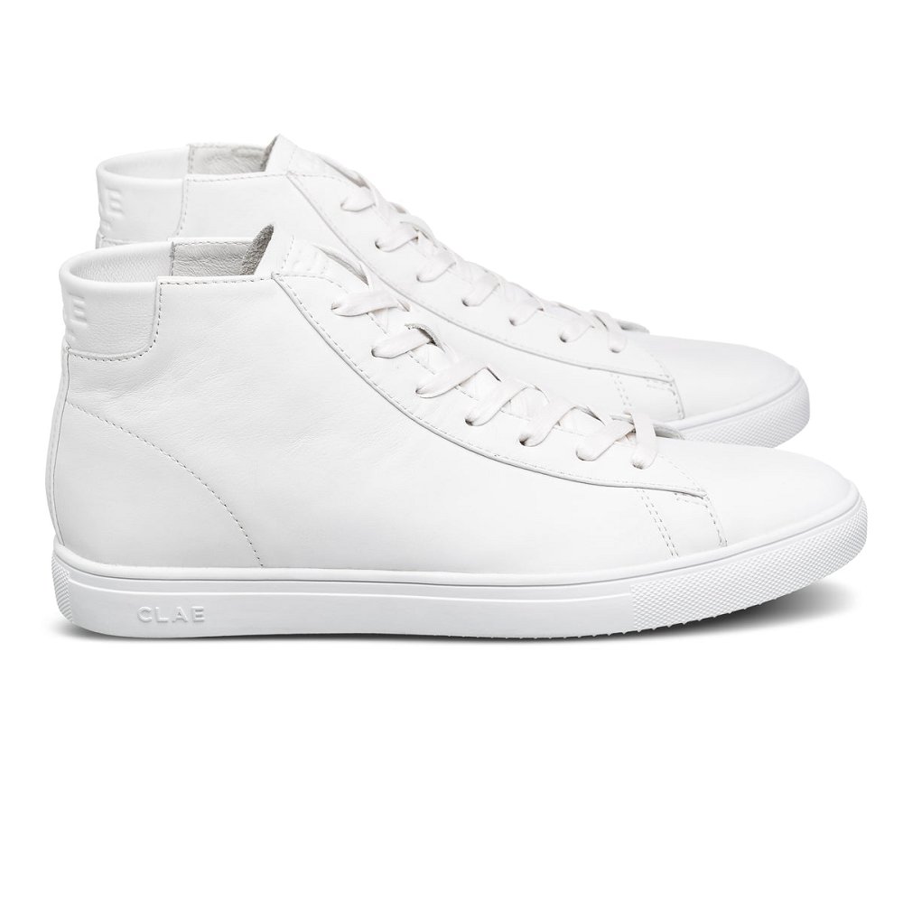 CLAE BRADLEY MID Sneakers Mens USA965-A02 In Triple White Leather